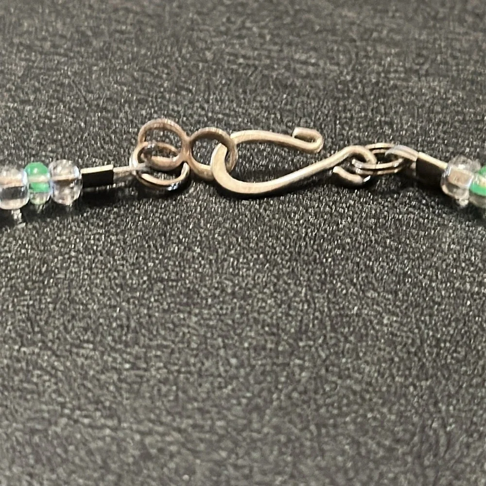Dichroic Glass Pendant & Glass Beads Shepherd Hook Necklace